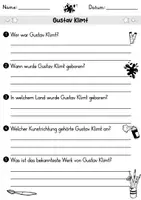 Vorschau - Arbeitsblätter - AB Gustav Klimt | Kunst | Arbeitsblätter mit Fragen + Lösungen - Seite 1