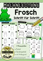 Vorschau - Mal- und Bastelvorlagen - Zeichnen Schritt für Schritt: Frosch - Deckblatt