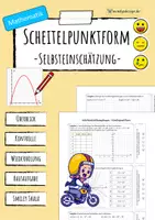 Vorschau - Arbeitsblätter - SCHEITELPUNKTFORM quadratischer Funktionen - Selbsteinschätzung - Deckblatt
