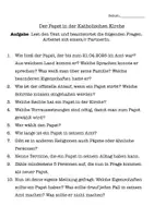 Vorschau - Arbeitsblätter - Der Papst ist Tot - AB, Text und Lösung - Deckblatt