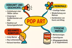 Vorschau - Arbeitsblätter - AB mit Fragen zum Thema "Pop Art" + Lösungsblatt + Mindmap + Infografik - Seite 2