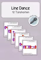 Vorschau - Aufgabenkarten - Line Dance Schritte - 12 Tanzkarten - Deckblatt