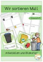Vorschau - Arbeitsblätter - Wir sortieren Müll - Arbeitsblatt und Bildkarten - Deckblatt