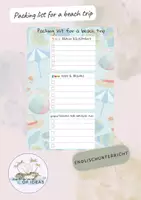 Vorschau - Mal- und Bastelvorlagen - Packing list - Beach Trip - Deckblatt