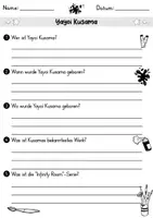 Vorschau - Arbeitsblätter - AB Yayoi Kusama | Kunst | Arbeitsblätter mit Fragen + Lösungen - Seite 1