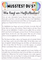 Vorschau - Aufgabenkarten - Wie fliegt ein Heißluftballon? - Leseförderung mit Sachwissen - Seite 1