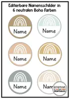 Vorschau - Mal- und Bastelvorlagen - Türdekoration | Klassenzimmer Deko Boho Neutral | Türschilder | Begrüßung - Seite 3