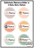 Vorschau - Mal- und Bastelvorlagen - Türdekoration | Klassenzimmer Deko Boho Retro | Türschilder | Begrüßung - Seite 3