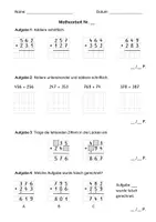Vorschau - Klassenarbeiten - Mathe-Klassenarbeit (3. Klasse, Schriftliche Addition und Subtraktion) - Deckblatt