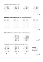 Vorschau - Klassenarbeiten - Mathe-Klassenarbeit (3. Klasse, Schriftliche Addition und Subtraktion) - Seite 1