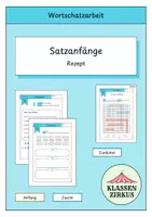 Vorschau - Arbeitsblätter - Satzanfänge - Rezept - Deckblatt