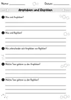 Vorschau - Arbeitsblätter - AB Amphibien und Reptilien | Arbeitsblätter mit Fragen + Lösungen - Seite 1