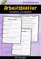 Vorschau - Arbeitsblätter - AB Amphibien und Reptilien | Arbeitsblätter mit Fragen + Lösungen - Deckblatt