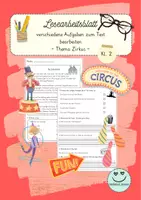 Vorschau - Arbeitsblätter - Leseübungen Klasse 2 - Zirkus - Deckblatt