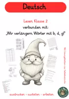 Vorschau - Arbeitsblätter - Lesen und Wortverlängern mit b,d,g - Deckblatt