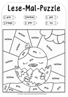 Vorschau - Arbeitsblätter - Lese-Mal-Puzzle "Küken" - ab Klasse 1 - Seite 1