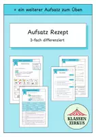 Vorschau - Klassenarbeiten - Aufsatz Rezept (3-fach differenziert) - Deckblatt
