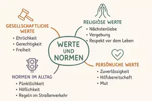 Vorschau - Arbeitsblätter - AB mit Fragen zum Thema "Werte und Normen" + Lösungsblatt + Mindmap + Infografik - Seite 2