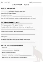 Vorschau - Quiz - Australia Quiz (1) - AHS + STD - A2 with key - Deckblatt
