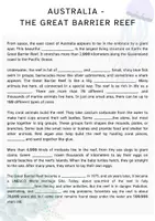 Vorschau - Arbeitsblätter - Australia - Great Barrier Reef - Lückentext + Vocabulary (A2) - Deckblatt