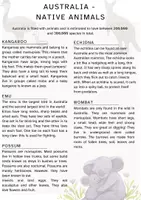 Vorschau - Arbeitsblätter - Australia - Native Animals - Listening Comprehension/ Lückentext (A2) - Deckblatt
