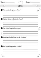 Vorschau - Arbeitsblätter - AB Asien | Arbeitsblätter mit Fragen + Lösungen - Seite 1