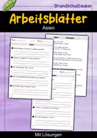 Vorschau - Arbeitsblätter - AB Asien | Arbeitsblätter mit Fragen + Lösungen - Deckblatt