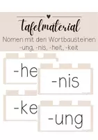 Vorschau - Präsentationen/Tafelbilder - Tafelmaterial Wortbausteine -ung, -nis, -heit, -keit - Deckblatt