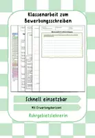 Vorschau - Klassenarbeiten - Klausur zum Bewerbungsschreiben - Deckblatt