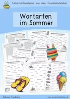 Vorschau - Arbeitsblätter - Wortarten im Sommer (11 Arbeitsblätter) - Deckblatt
