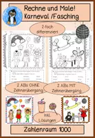 Vorschau - Arbeitsblätter - Rechenmalblätter Karneval, Fasching, Zahlenraum 1000, Klasse 3, Rechne und Male, Addition, Subtraktion - Deckblatt