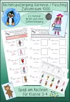 Vorschau - Arbeitsblätter - Rechenspaziergang Fasching Karneval, Zahlenraum 1000, Addition, Subtraktion - Deckblatt