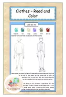 Vorschau - Arbeitsblätter - Read and color Clothes - Deckblatt