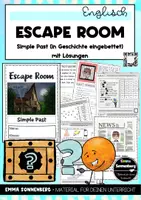 Vorschau - Arbeitsblätter - Escape Room - Simple Past (mit Story) zum Wiederholen - Deckblatt