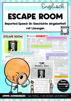 Vorschau - Arbeitsblätter - Escape Room - Reported /Indirect Speech (mit Story) zum Wiederholen - Deckblatt