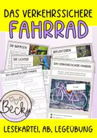 Vorschau - Arbeitsblätter - Das verkehrssichere Fahrrad: Lesekartei und Legeübung - Deckblatt