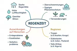 Vorschau - Arbeitsblätter - Arbeitsblätter zum Thema "Regenzeit" + Lösung & MP3 + Mindmap - Seite 1