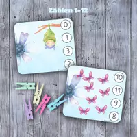 Vorschau - Stationenlernen - 🦋Schmetterling Zählen Klammerkarten ZR 1-12 Frühling Freiarbeit - Deckblatt