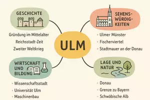 Vorschau - Arbeitsblätter - AB mit Fragen zum Thema "Ulm" + Lösungsblatt + Mindmap + Infografik - Seite 2