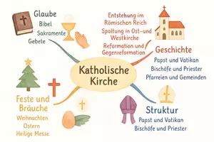 Vorschau - Arbeitsblätter - Arbeitsblatt "Katholische Kirche" + Onlineübung & MP3 + Mindmap + Infografik - Seite 2