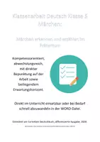 Vorschau - Klassenarbeiten - Klassenarbeit Deutsch Klasse 5 Märchen (inkl. Lösung + Erwartungshorizont!) - Deckblatt
