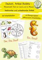 Vorschau - Arbeitsblätter - Deutsch: Artikel-Stafette Tiere der Wasserwelt - Deckblatt