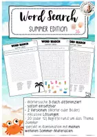 Vorschau - Arbeitsblätter - Word Search Summer Englischunterricht Grundschule Sek 1 - Deckblatt