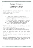 Vorschau - Arbeitsblätter - Word Search Summer Englischunterricht Grundschule Sek 1 - Seite 1