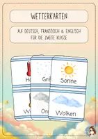Vorschau - Lehrpläne/Lehrermaterial - Wetterkarten: Deutsch, Französisch & Englisch (blau) - Deckblatt