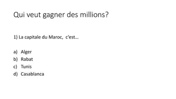 Vorschau - Präsentationen/Tafelbilder - Qui veut gagner des millions APlus4 unité3 volet1 - Deckblatt