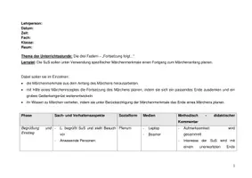 Vorschau - Stundenentwürfe - Unterrichtsenwurf zur Märchenfortsetzung - Seite 1