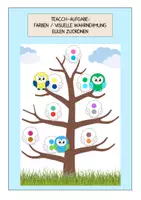 Vorschau - Arbeitsblätter - Farbzuordnung Eulen/ visuelle Wahrnehmung / Klettmappe - Deckblatt