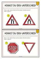 Vorschau - Aufgabenkarten - Verkehrszeichen unterscheiden (Fahrradprüfung) - Seite 1