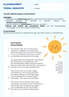 Vorschau - Klassenarbeiten - Klassenarbeit+EWH Lyrik "Prima Wetter" Erich Kästner - Klasse 5/6 - Seite 1